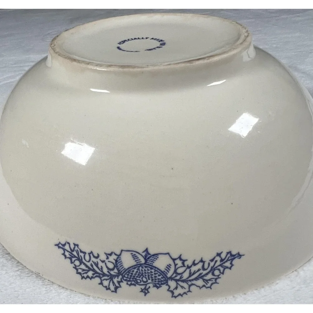 Blair Blue Thistle Stoneware‎ Mixing Serving Bowl Made in USA Cobalt Large